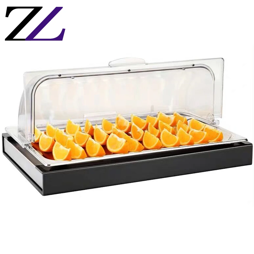 Keep Fresh Oblong Counter Top Acrylic Cover Food Cake Sushi Ceramic Tray Plate case Buffet Equipment Salad Cold Food Display
