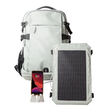 Solar Nylon Belt Backpack Solar Panel Powered Backpack Water Resistant Laptop Bag with USB Charging Port for Travel And School