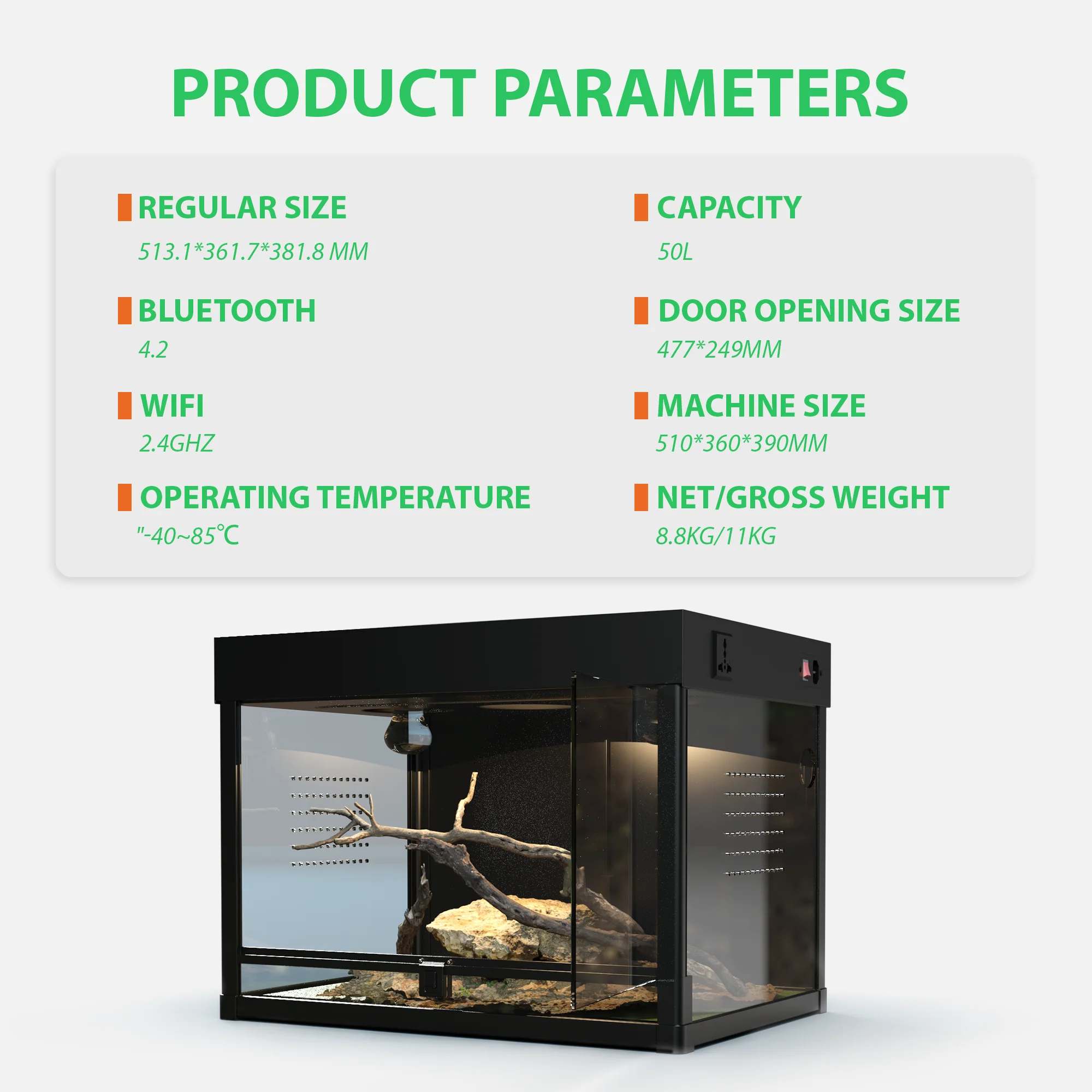 Odm Reptile Feeding Box With Led Temperature Humidity App Control
