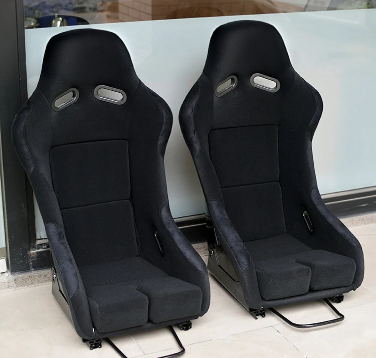 EDDYSTAR 2 Pcs None Adjustable Universal Racing Bucket Seats Black Racing Seat Suede