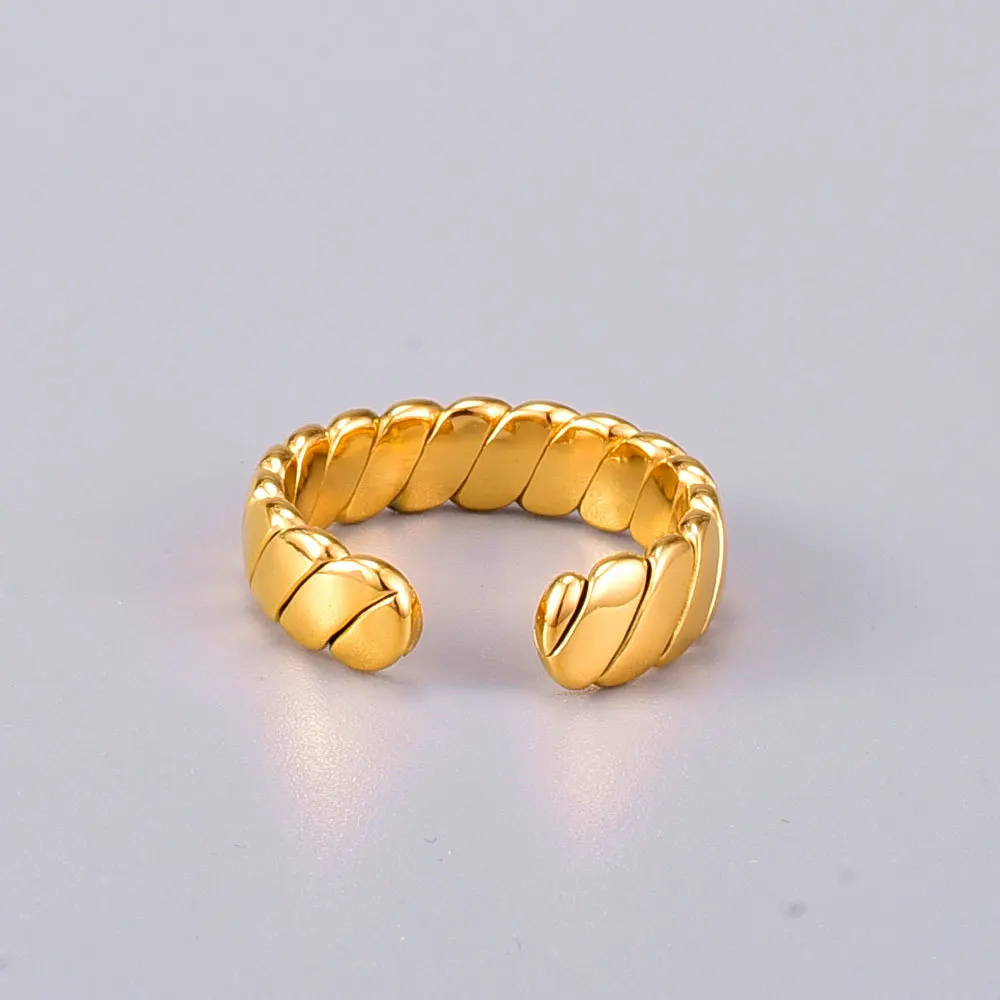 buy 18k gold plated stripe pattern adjustable steel rings