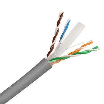 Cat.6A U/UTP Solid Copper Ethernet Cable 305m Length 23AWG Gray PVC Jacket for Local Networks