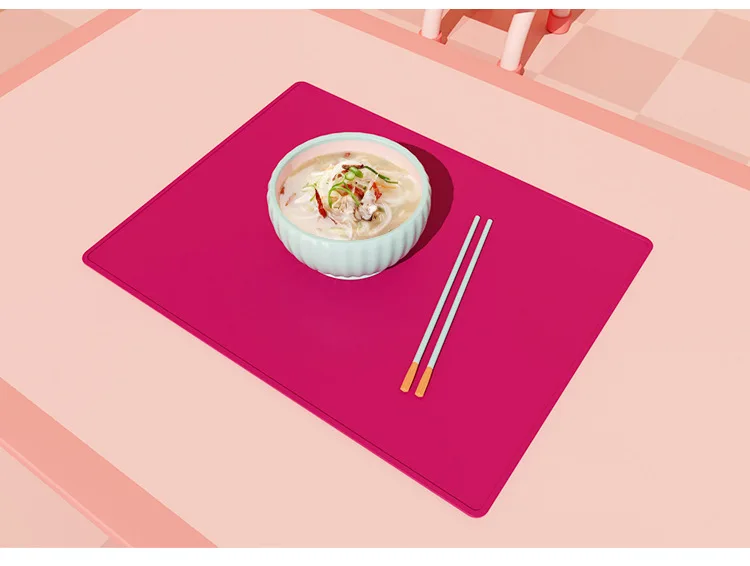 High-Temperature Resistant Non-Slip Square Silicone Placemat with Thickened Border Anti-Overflow Tablemat for Children manufacture