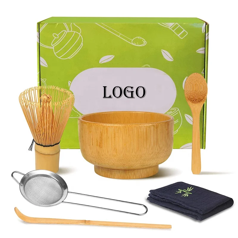 Matcha Kit, Set Matcha a 5 Pezzi, Set da Tè Matcha con Frusta Matcha, Ciotola Matcha in Ceramica, Cucchiaio Matcha, Accessori Matcha, Confezione Regalo