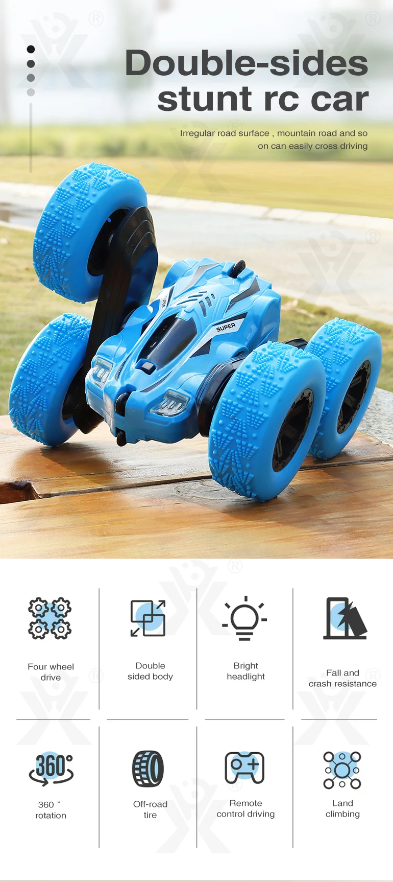 Chengji Rotating Toys Flips Stunt Car Double Sided Rotating Wd