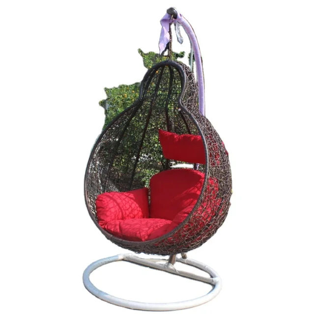 New Style Egg Round Wicker Rattan Chair Swing Wicker furniture outdoor hanging chair cushion garden double swing for kids