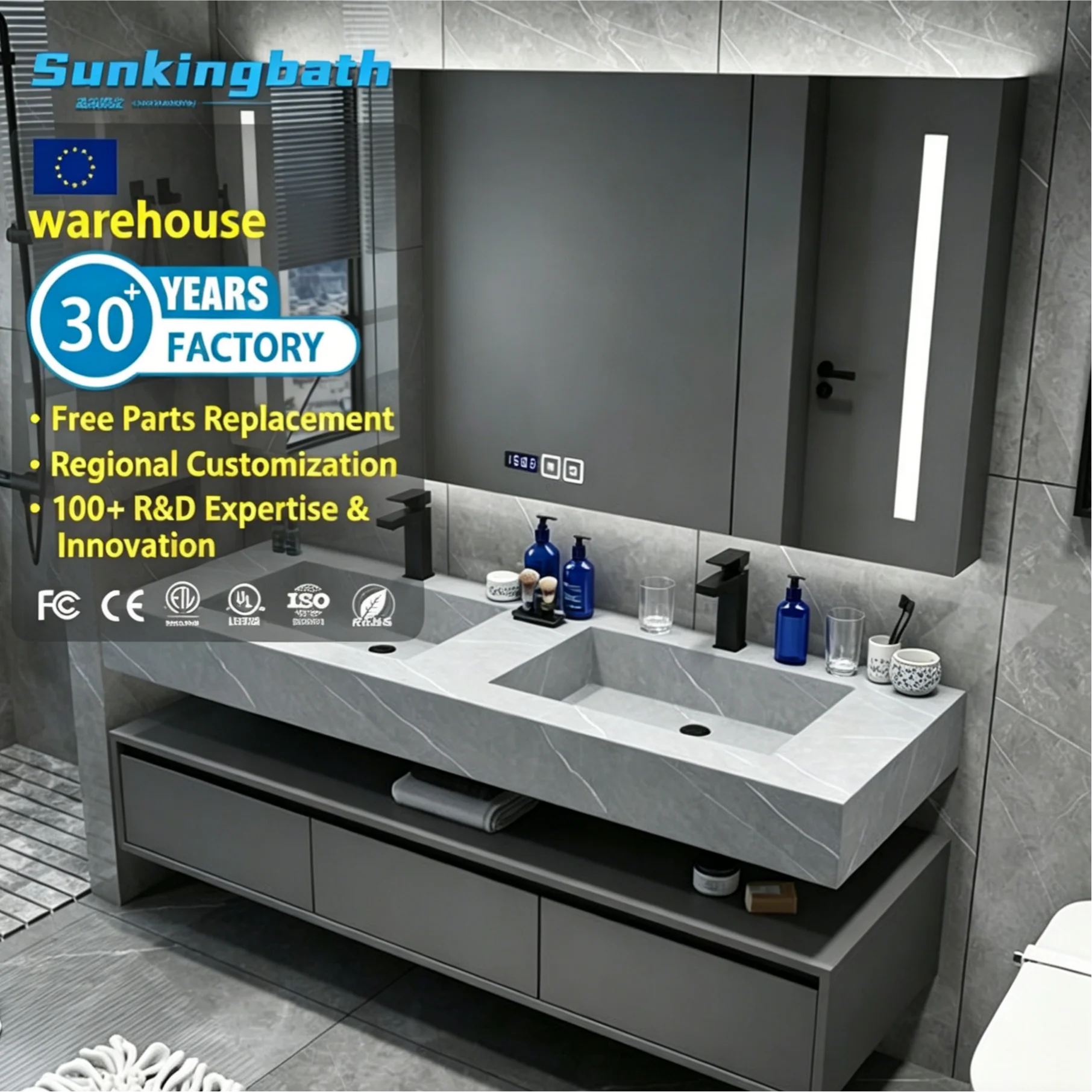 Smart Medicine Bathroom Cabinet Led Mirror Cabinet Wall Mounted Mirrored Bathroom Vanity Cabinets for Apartment