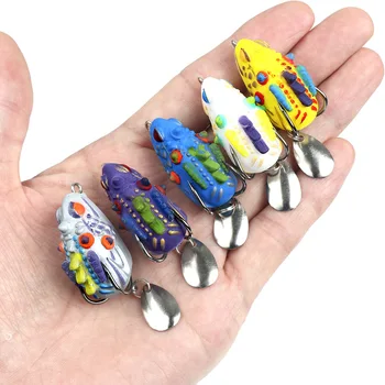 Cheery 3.5cm/4.4g PVC Soft Frog Fishing Lure Mini Double Hooks Bottom Fishing Trout Lake Printed Artificial Bait – Soft Lure – view 3
