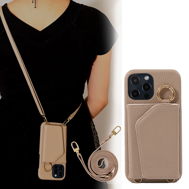 Handmade Multi Color Straps Mirror Shoulder Holder Leather Phone Crossbody Case for iphone Se 11 13 14 15 Pro  Max Card Wallet