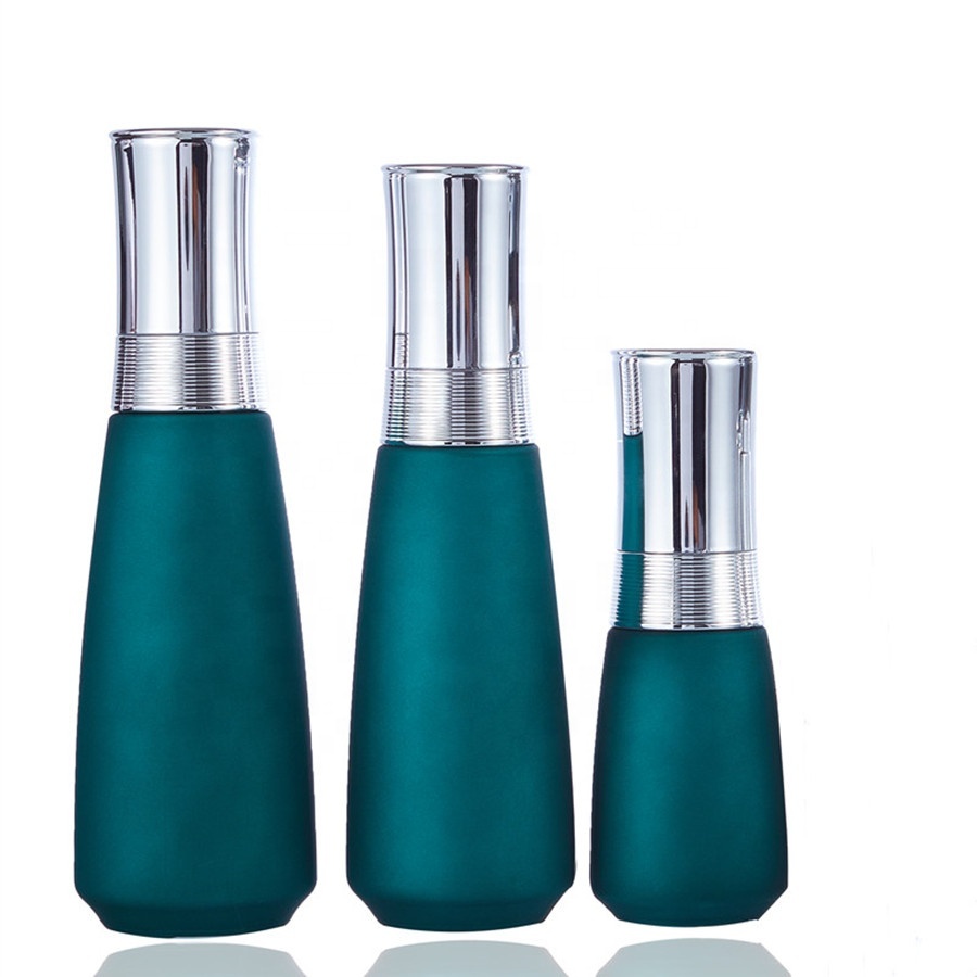 Bottle Cosmetic Jar Luxury Empty Glass 50g Cream Jar And 100ml Pump Lotion Bottle Set Cosmetic Packaging Container With Silver Lid