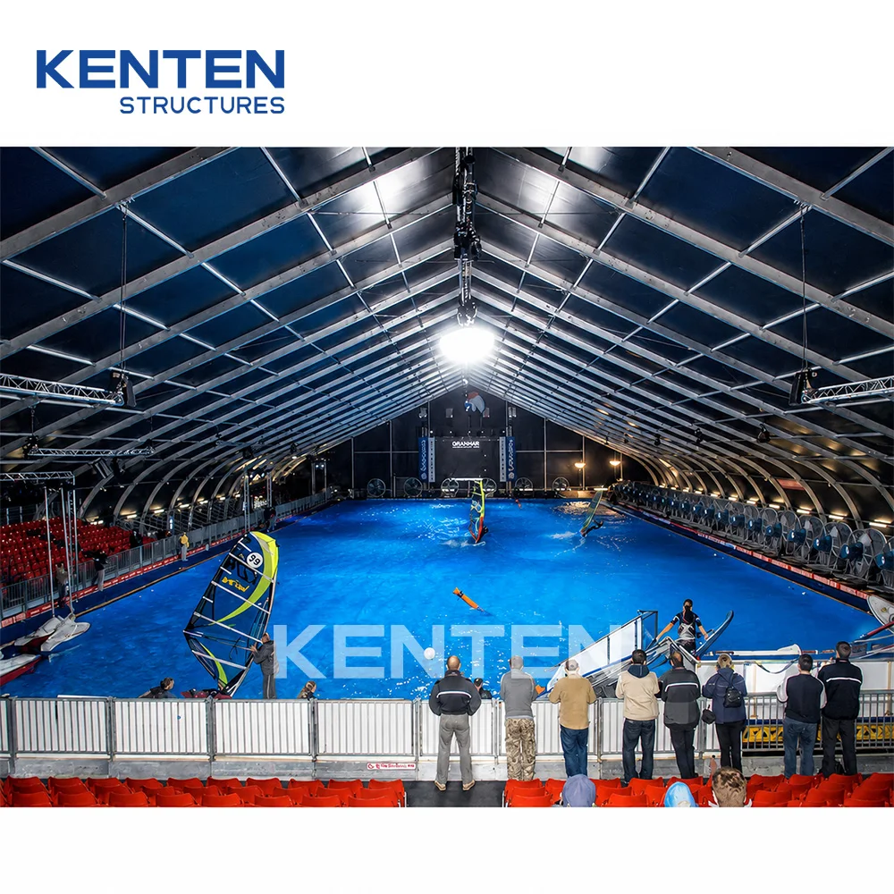 KENTEN High Quality Aluminum Frame Pvc Pool Roof Swimming Canopy Hard Cover Enclosed Cover Outdoor Sports Tent for Swimming Pool