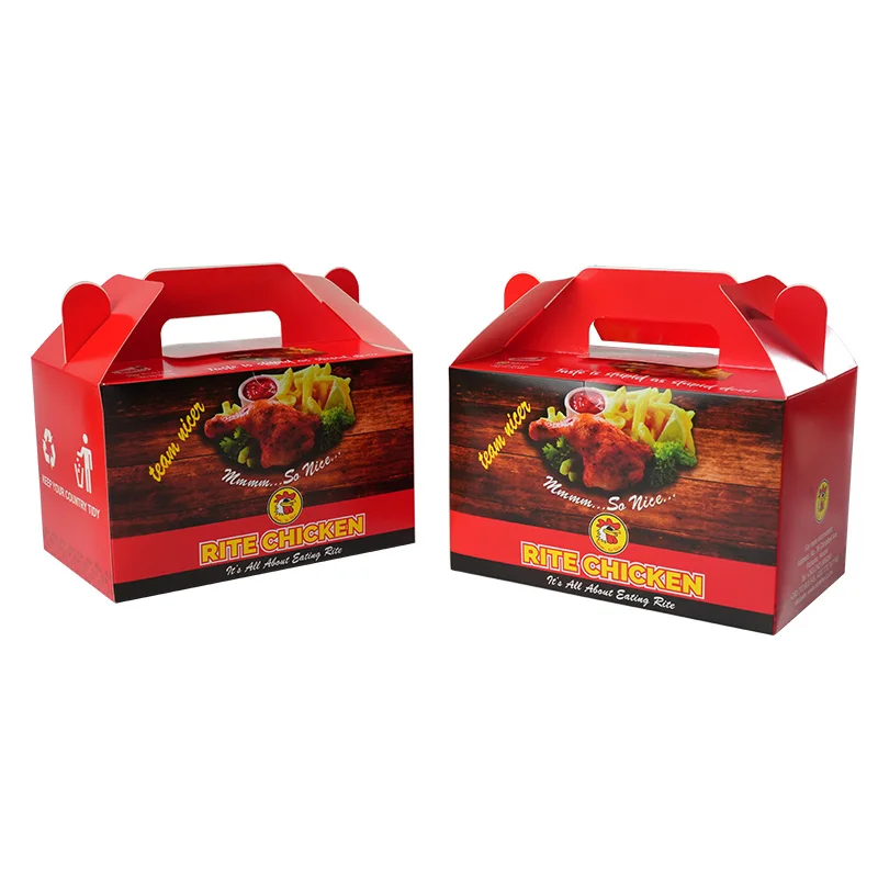 Factory Custom logo Design Burger and Fries Chicken Wing Packaging Box Take Out Korean Fried Chicken Boxes