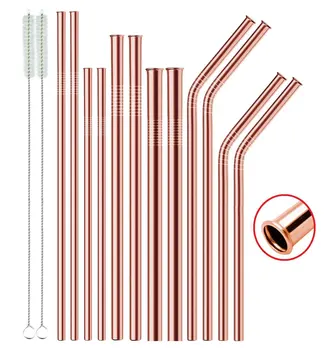 For Amazon Biodegradable Reusable Foldable Metal Straws Telescopic Combination for Milk Tea Beverages Bar Accessories
