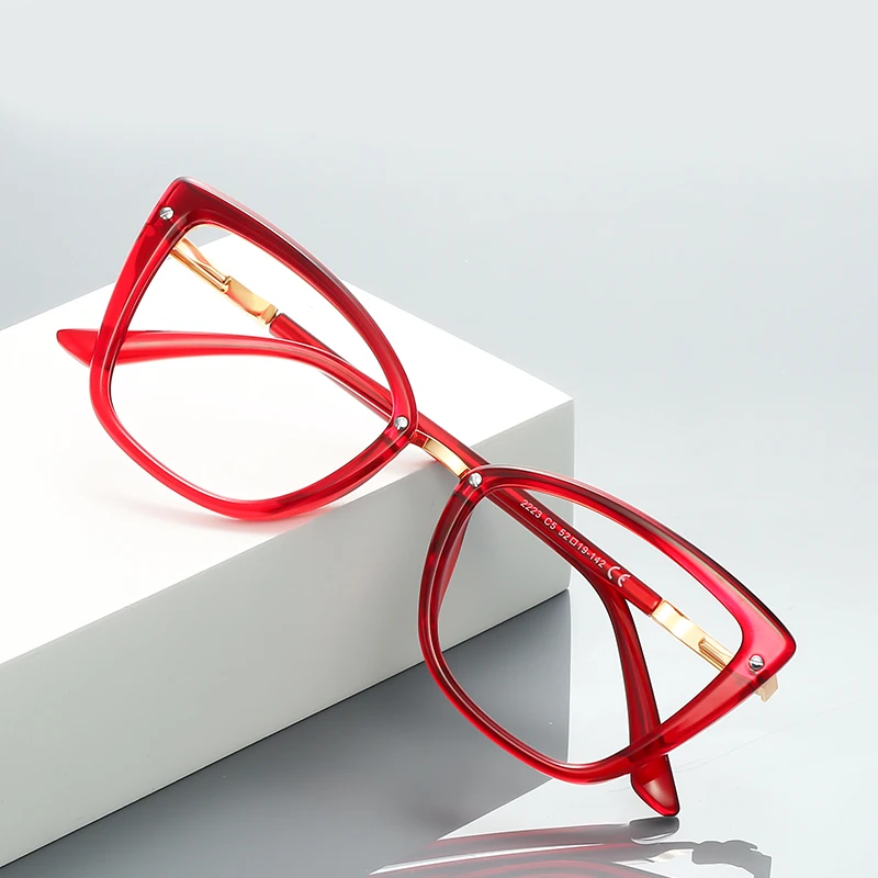 Newest Design Fashion Fancy Cateye Spectacle Frame Leopard Vogue Anti Blue Ray Clear Optical Glasses
