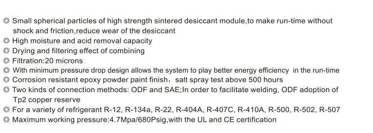 All Kinds of A/C Air Conditioning R134A R404A R410A Filter Drier 1.3 SDML Series Solid Core Liquid Line Filter-Drier