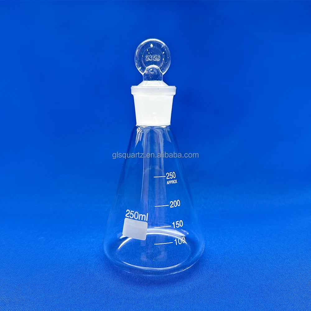 GLS Manufacture Lab Glassware Erlenmeyer Flask Borosilicate Glass Conical Flask With Stopper