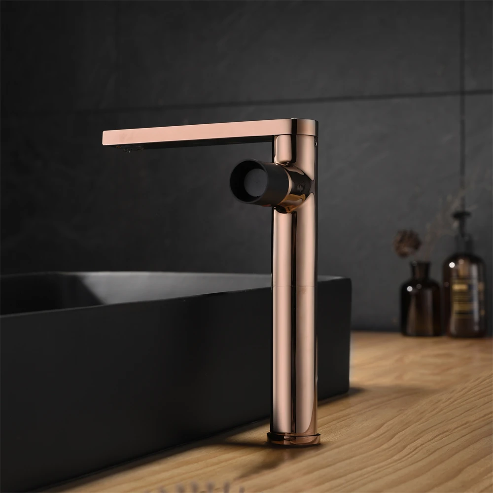 Rubinetto Bagno Con Doccetta Estraibile – Miscelatore Lavabo In Ottone Cromato, Bianco, Altezza Regolabile 195-240mm