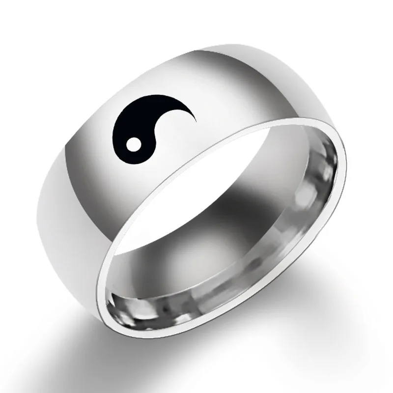 Wholesale Black Silver Stainless Steel Yin Yang Rings