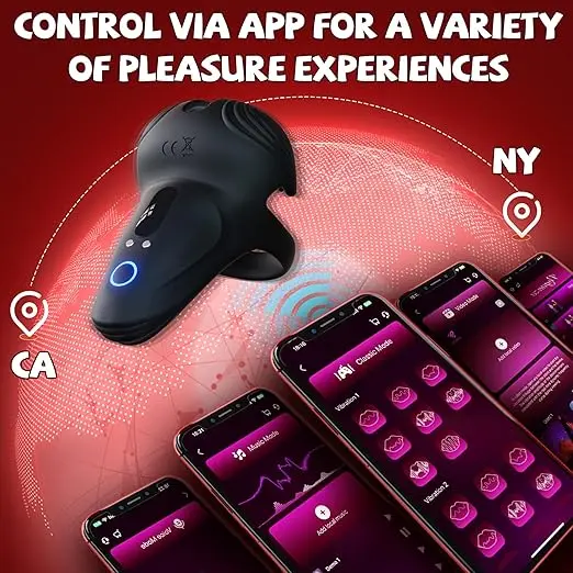 Vibrierender Silikon-Penisring Penisvibrator fr Mnner 10-Gang  APP-Steuerung Hodenstimulator