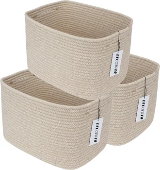 Wholesale Decorative Shelves Rectangle For storage Clothes Cotton Woven Rope storage Bins Toy Towel Square 3 pack Nursery basket