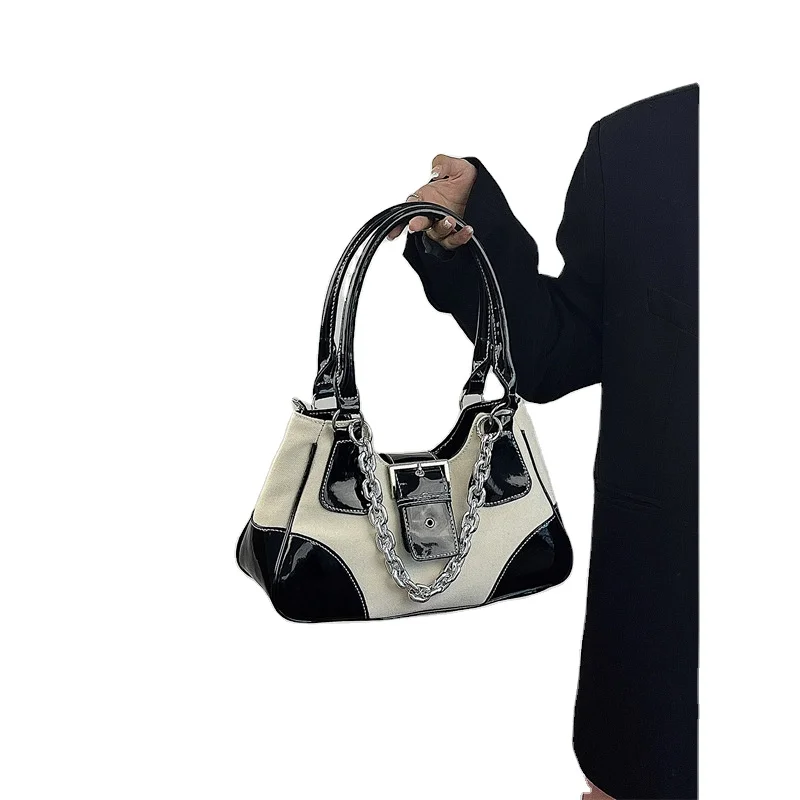 Korean style fashion single shoulder bag, niche, versatile, patent leather Chain Handbag, Crossbody women's bag