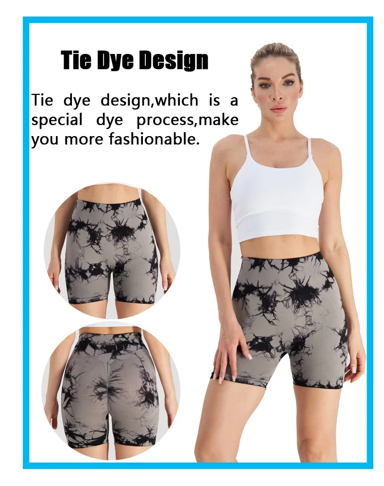 Wholesale Seamless Summer Booty Tie Dye Scrunch Sports Shorts For Women