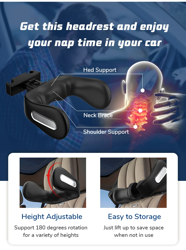 Newest Design Car Headrest Pillow Sleep Pillow In Car Neck Support