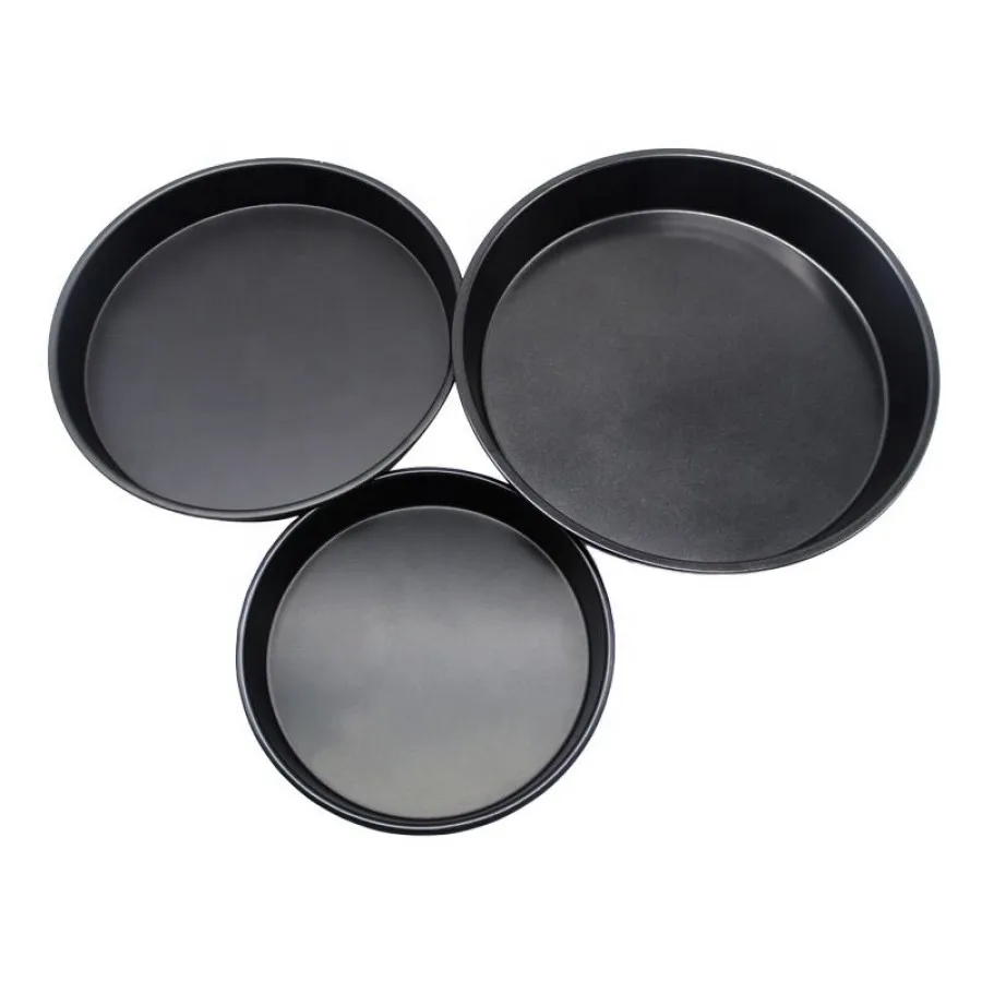 Kitchen Pizza Pan Non Stick Baking Tray Round Carbon Steel Cooking Oven Dish 