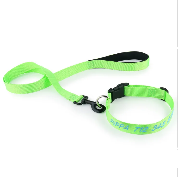 Nylon Pet Dog Collar Leash Set Adjustable Classic Solid Basic Polyester Nylon Pet Set for Small Medium Large Dogs and Cats