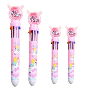 Hot Selling Bulk 10 in 1 Lovely Sequin Press Plastic Ballpoint Pen With Multi-Color Customized Logo for Office Learn Statiory