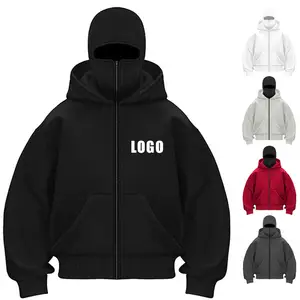 Customized Hooded Zipper Sweatshirt Jacket with Mask for Men and Women Autumn and Spring Short-sleeved Couple's Top