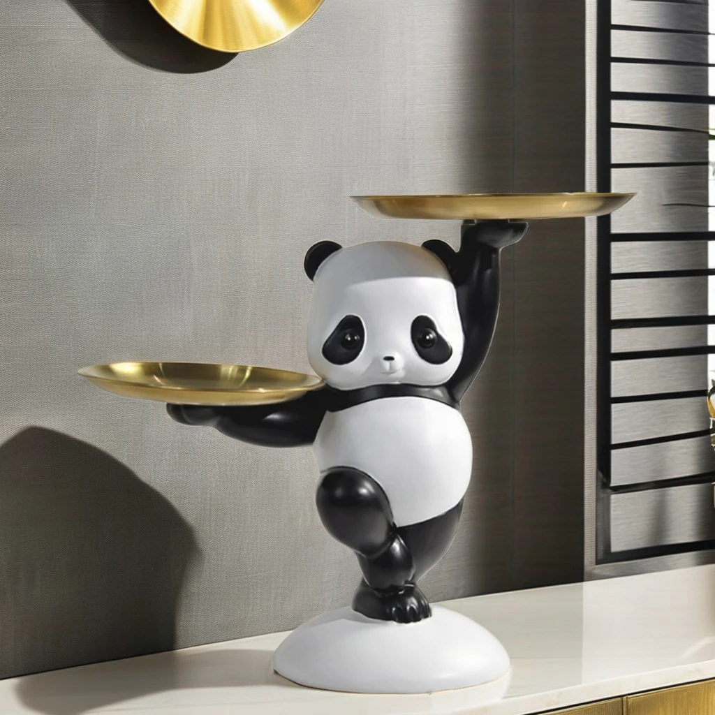 Animal Tabletop Figure Sculpture Painted Decorative Objects Home Ornament Panda Resin Statue