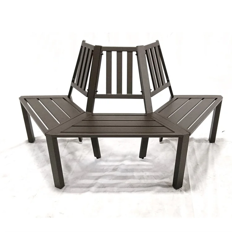 Yoho New Outdoor Round Tree Bench Durable Iron Metal Material Aluminum Tube Patio Bench for Park Gym Workshop Mall Entry Patio