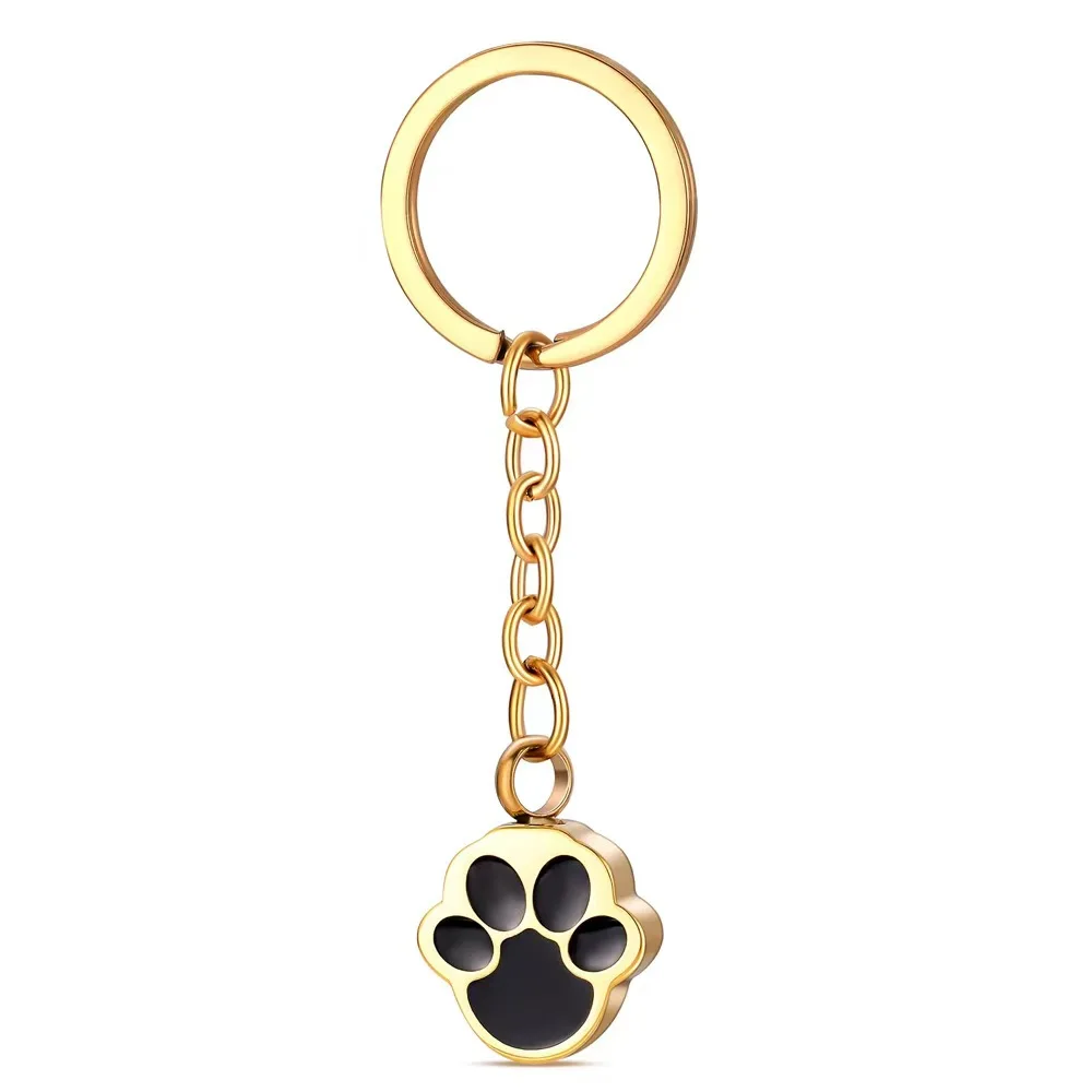 Mini Waterproof Stainless Steel Coin Holder Pet Urn Keychain Cartoon Paw Print Ashes Keepsake for Dogs & Cats Cremation Jewelry preview 6