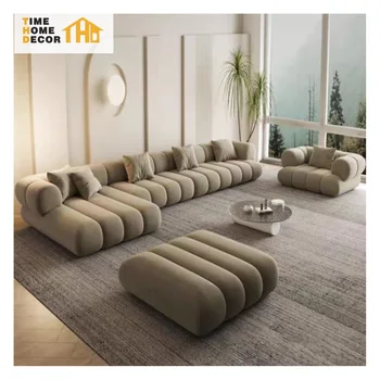 Upholscrystalam Sponge Customizable Sectional Sofa Suite Modular Boucle Hotel Sofa Fabric Minimalist Corner Living Room Sofa
