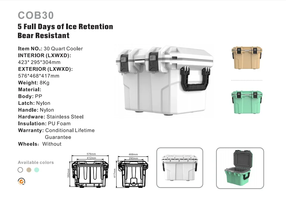 Roto Molded Ice Chest Outdoor Cooler Box Hard Chilly Bin Leak Proof For ...