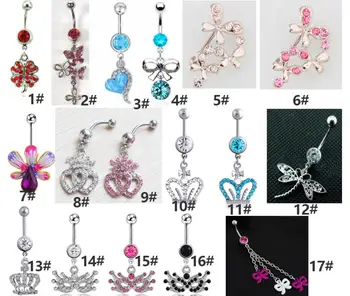 BBR-166 Ready to ship Best price Body Piercing Jewelry Various Flowers Animal Designs Stainless Steel Belly Button Ring