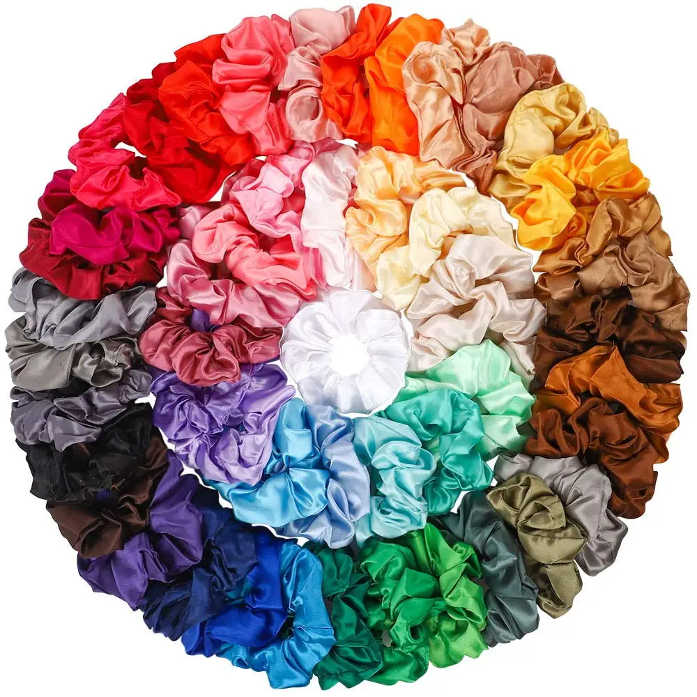 Solid Color Satin Silk Elastic Scrunchie Ponytail Holder Hair Rope Ring Headwear Solid Color Satin Silk Elastic Scrunchie Ponytail Holder Hair Rope Ring Headwear