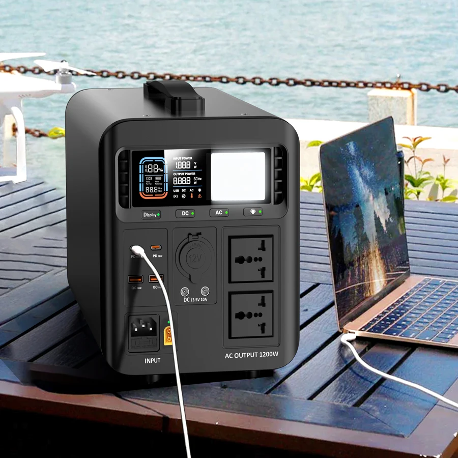 Solar Backup Emergency Power Bank Portable Generator With Monocrystalline Panel - USB & AC/DC Output