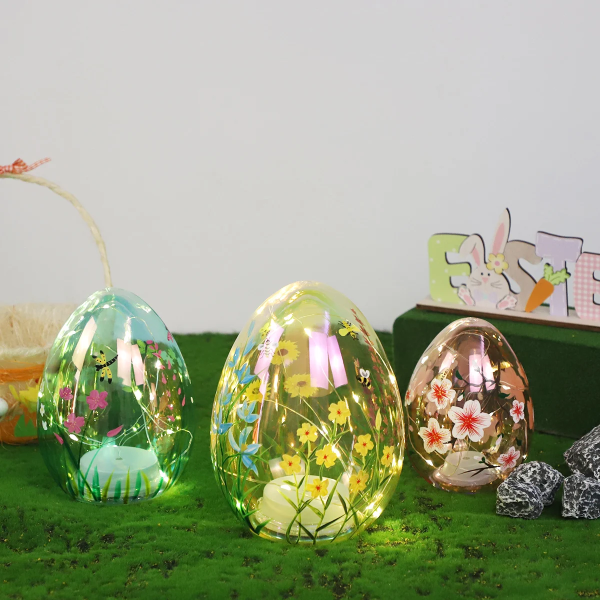 colorful glass easter eggs antique blown glass easter battery operated led eggs light easter crafts and decorations