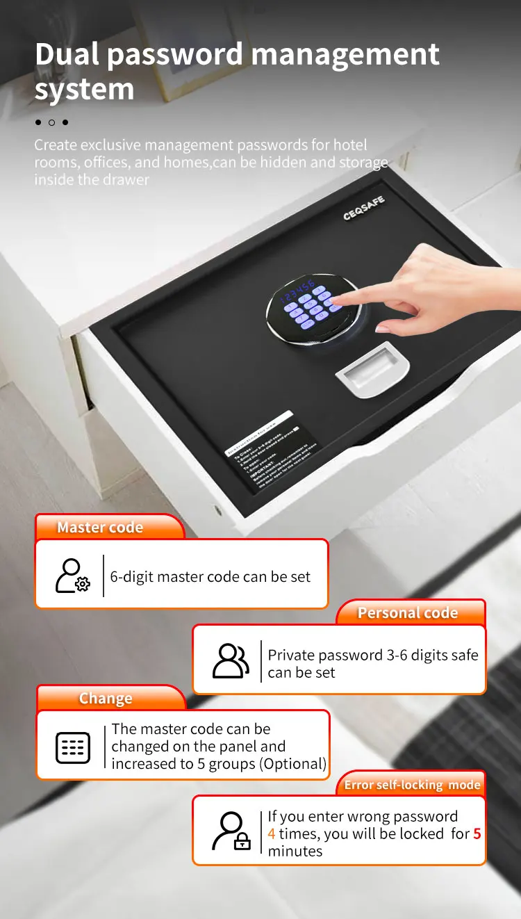 CEQSAFE Digital Black Front Top Open Money Safe Box Laptop Hotel Home Safe Box for Car details