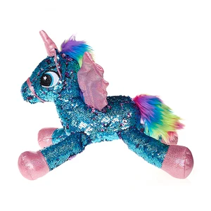 Custom Cute Unicorn Stuffed Toys Reversible Glitter Two-Side Sequin Unicorn Plush Toy Dolls Girl Gifts