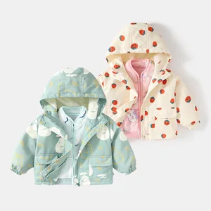 Customized Printed Boys' Girls' Children's Unisex Three-in-One Spring Autumn Outdoor Hooded Breathable 100% Polyester Zipper