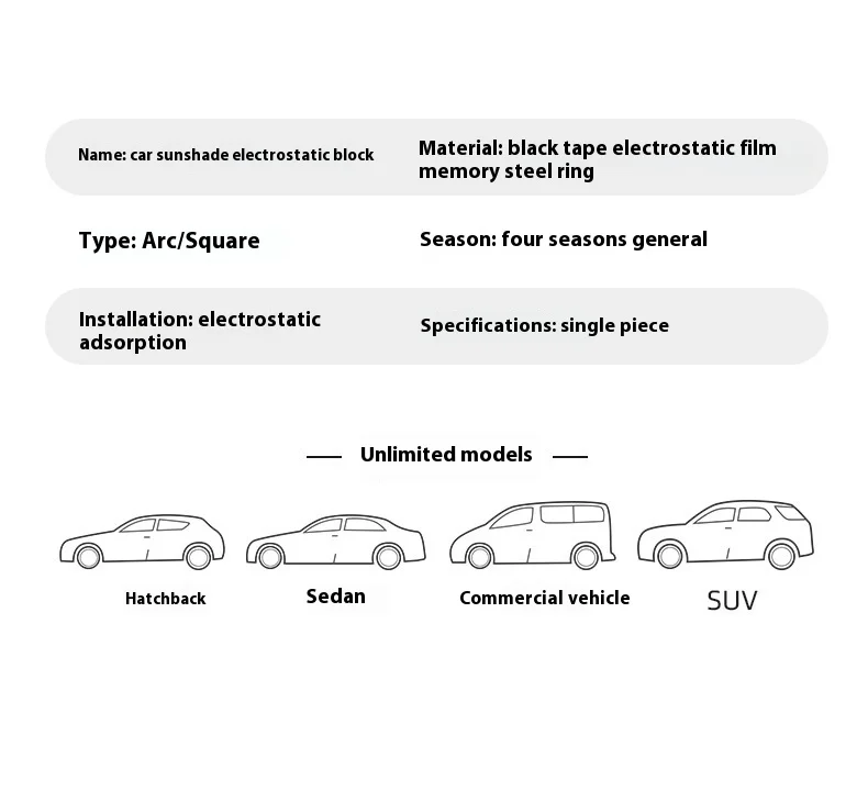 Cross-Border New Product Black PVC Mesh Material Car Sunshade Heat Insulation Window Curtain with Electrostatic for Sunscreen 9
