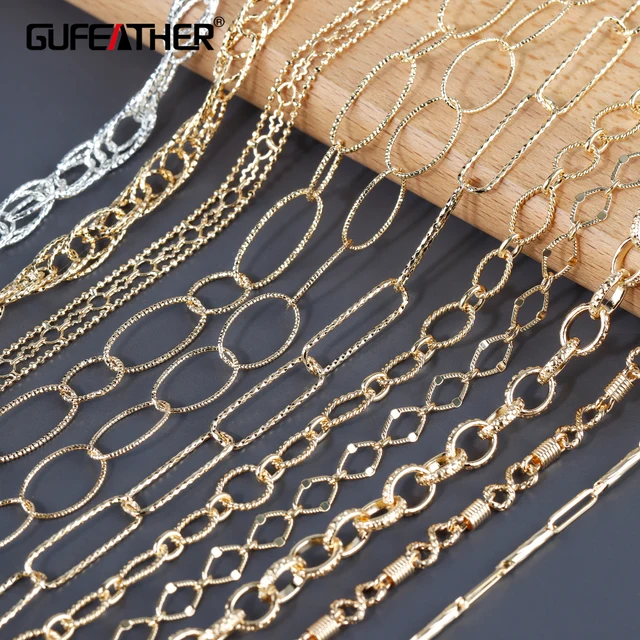C192  Fashion Multi Style 18K Gold Plated Diy Chain Necklace For Women Jewelry Accessories,1m/lot