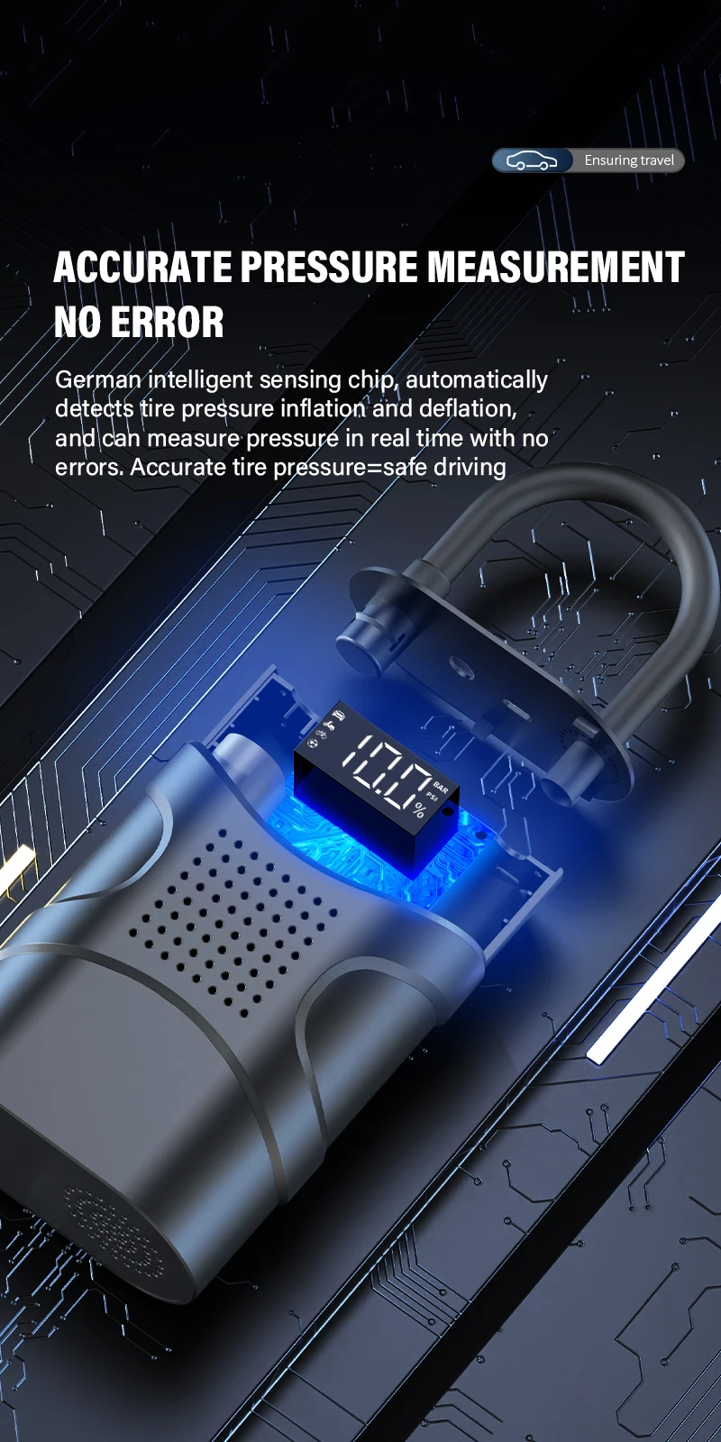 2025 BR Hot Sale Portable Electric Air Compressor 150PSI Type-C LED Multitool Inflator Speed Boost Feature Tire Inflators