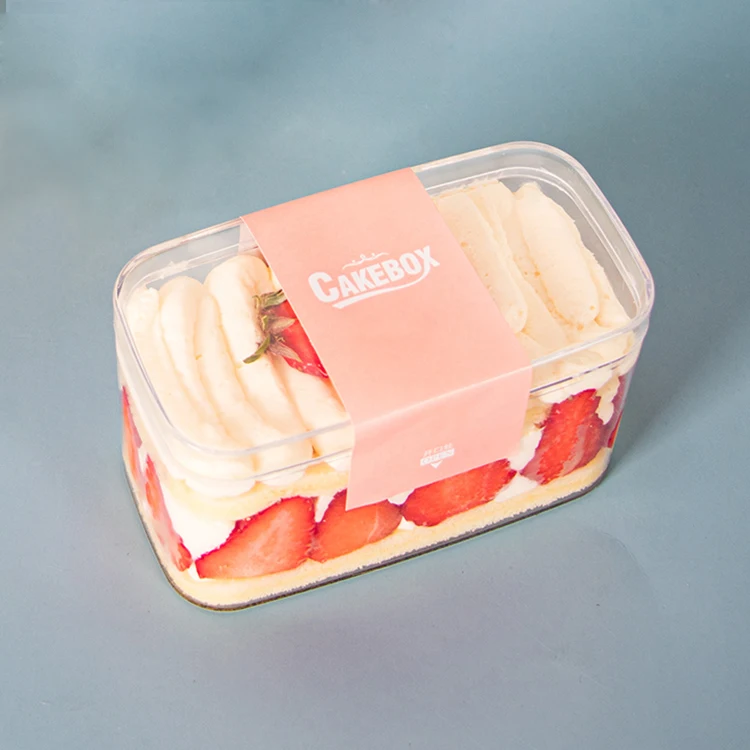 Wholesale plastic food storage transparent square PS plastic box for dessert cake packaging candy container