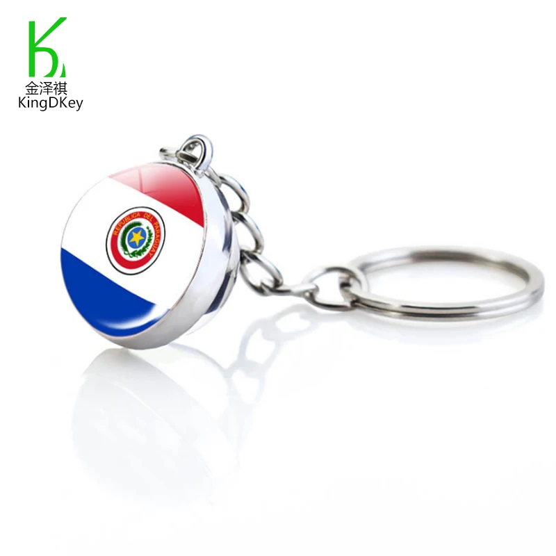 Belize National Flag Keychain - Stainless Steel With Inlaid Glass, 2.3" Tall, High Polish Finish - View #3