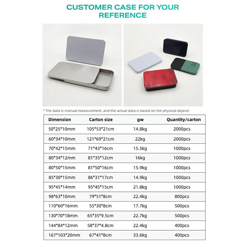 50ml 60ml 100ml Rectangle Metal Packaging Can Container for Cosmetic Sliding square Packing Tin Jar Box with Lid for Gift