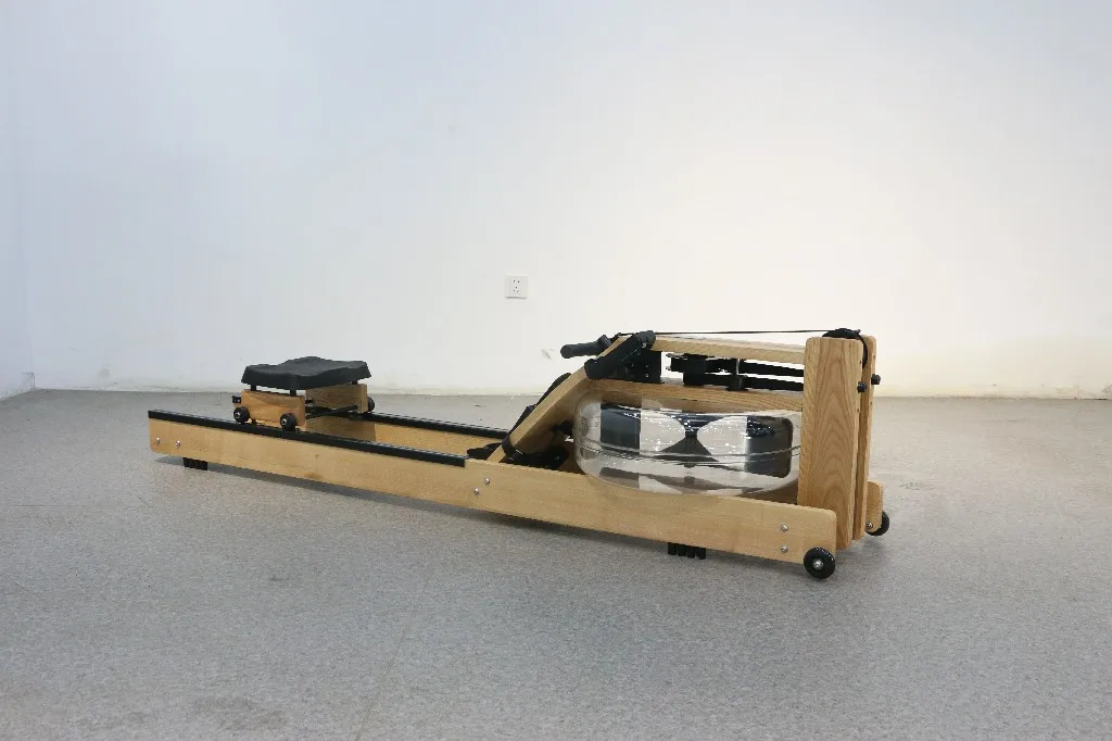 New Foldable Commercial Wood Water Rower Home Gym Fitness Double Track